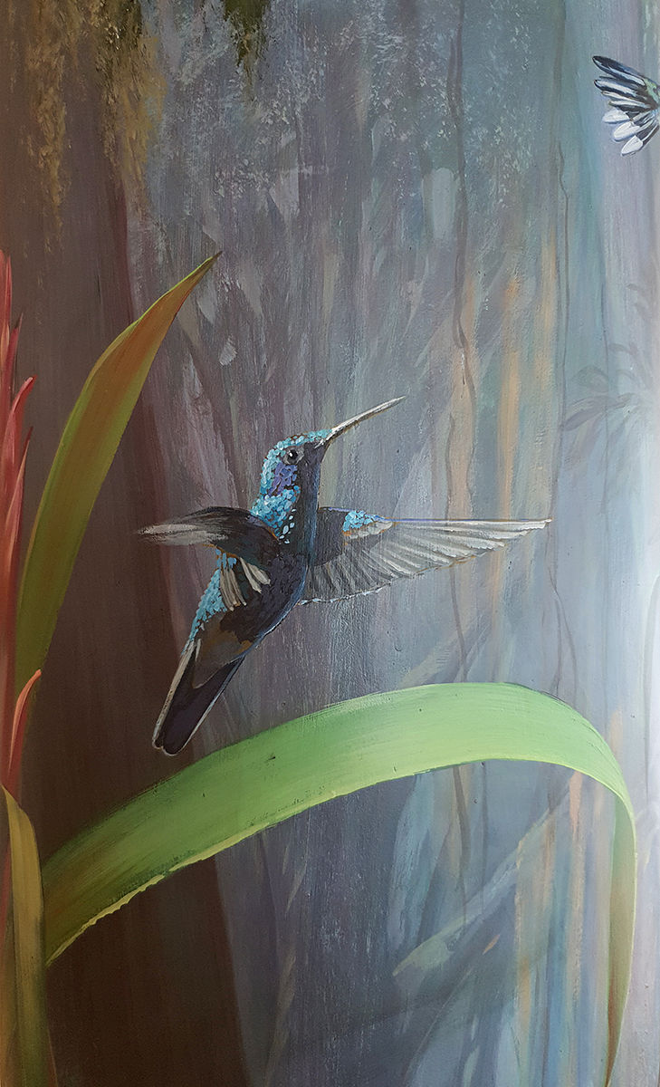 Trompe L'Oeil Malerei, Q1 Energie AG, Detail Kolibri