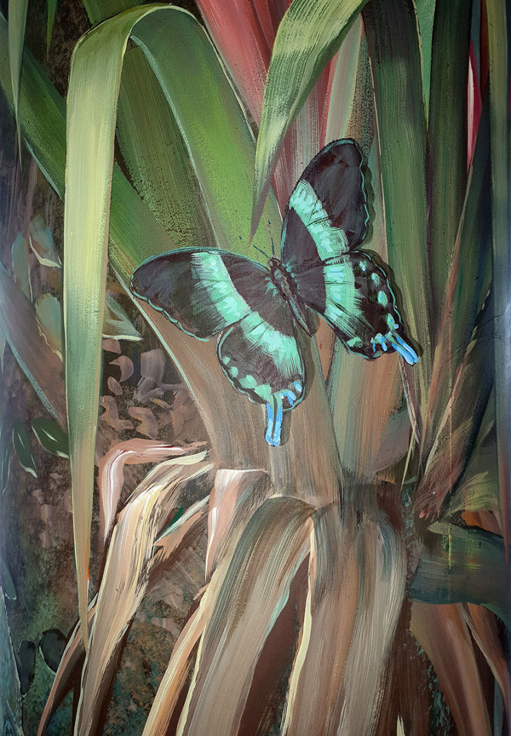 Trompe L'Oeil Malerei, Q1 Energie AG, Detail Schmetterling