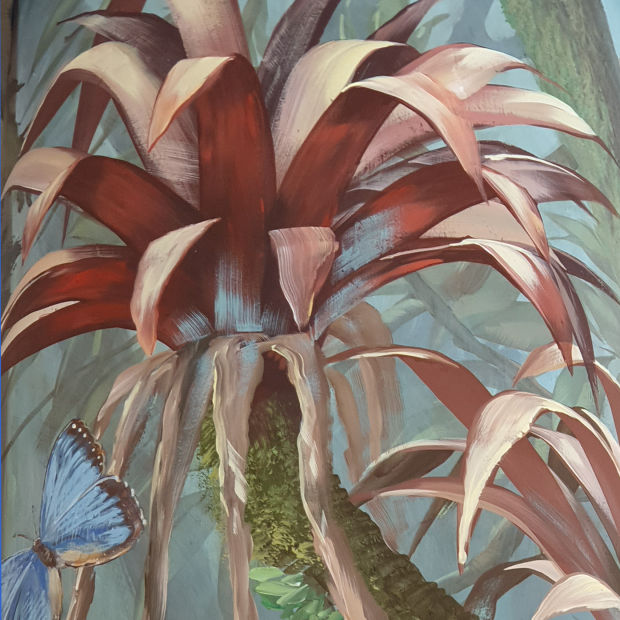 Firmenkunst Unternehmenskunst Büro. Dschungel, Trompe L'Oeil Malerei, Kunst im Büro, Malerei (Detail Urwaldpflanze: Uwe Fehrmann