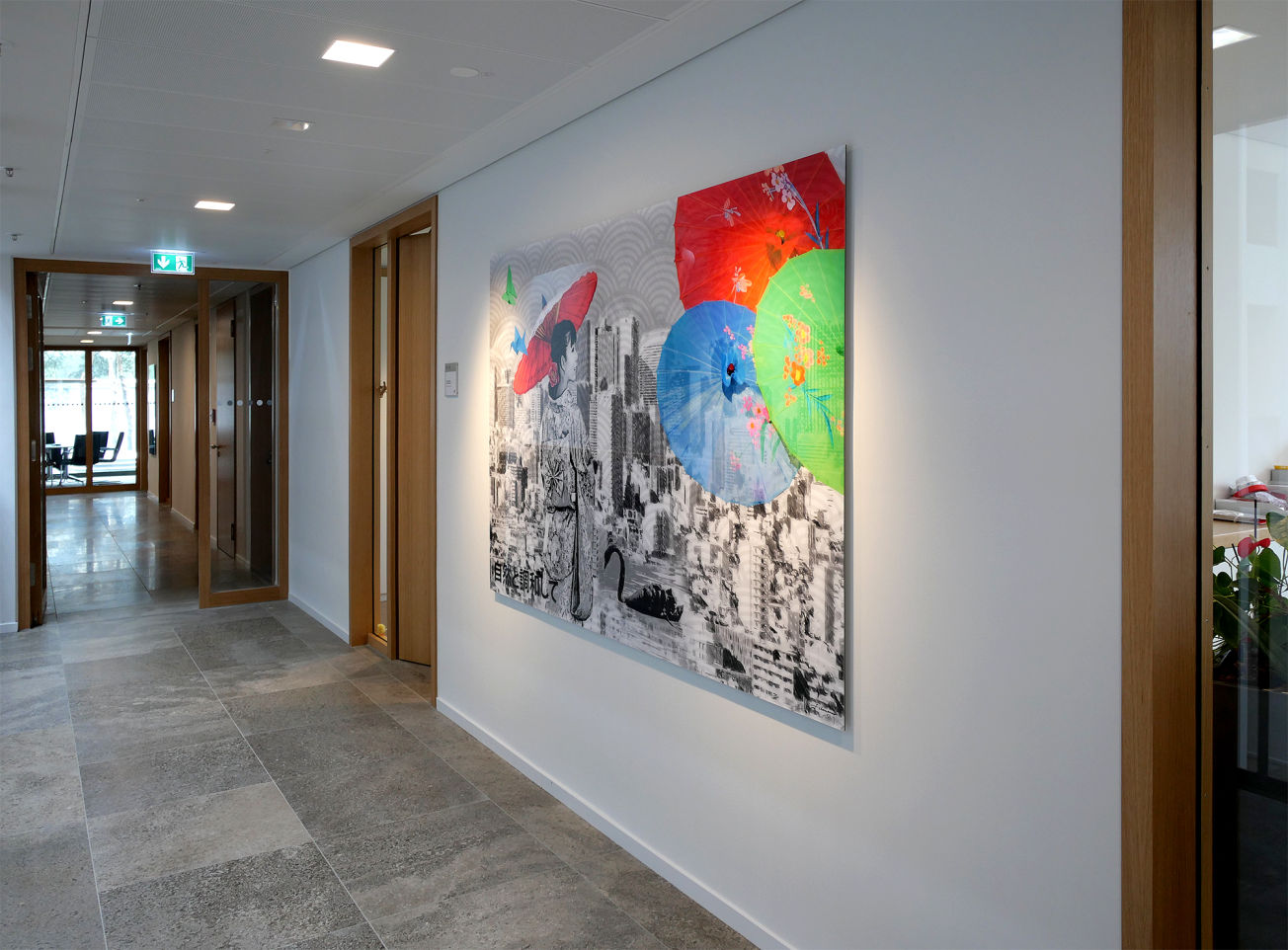 Hier sieht man beispielsweise die künstlerische Darstellung des Standortes Japan. Dieses digitale Gemälde von Uwe Fehrmann ist nach intensiver individueller Beratung entstanden.